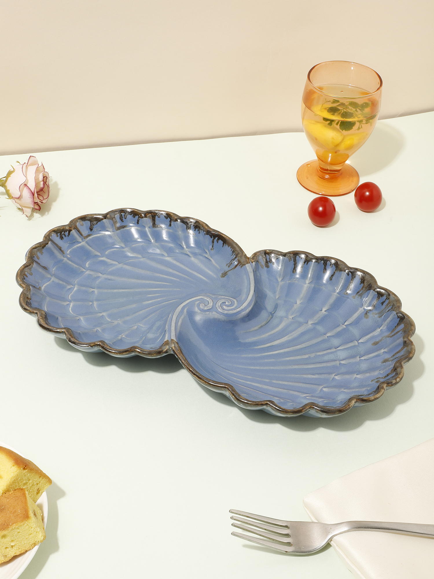 Peacock Platter Studio Blue